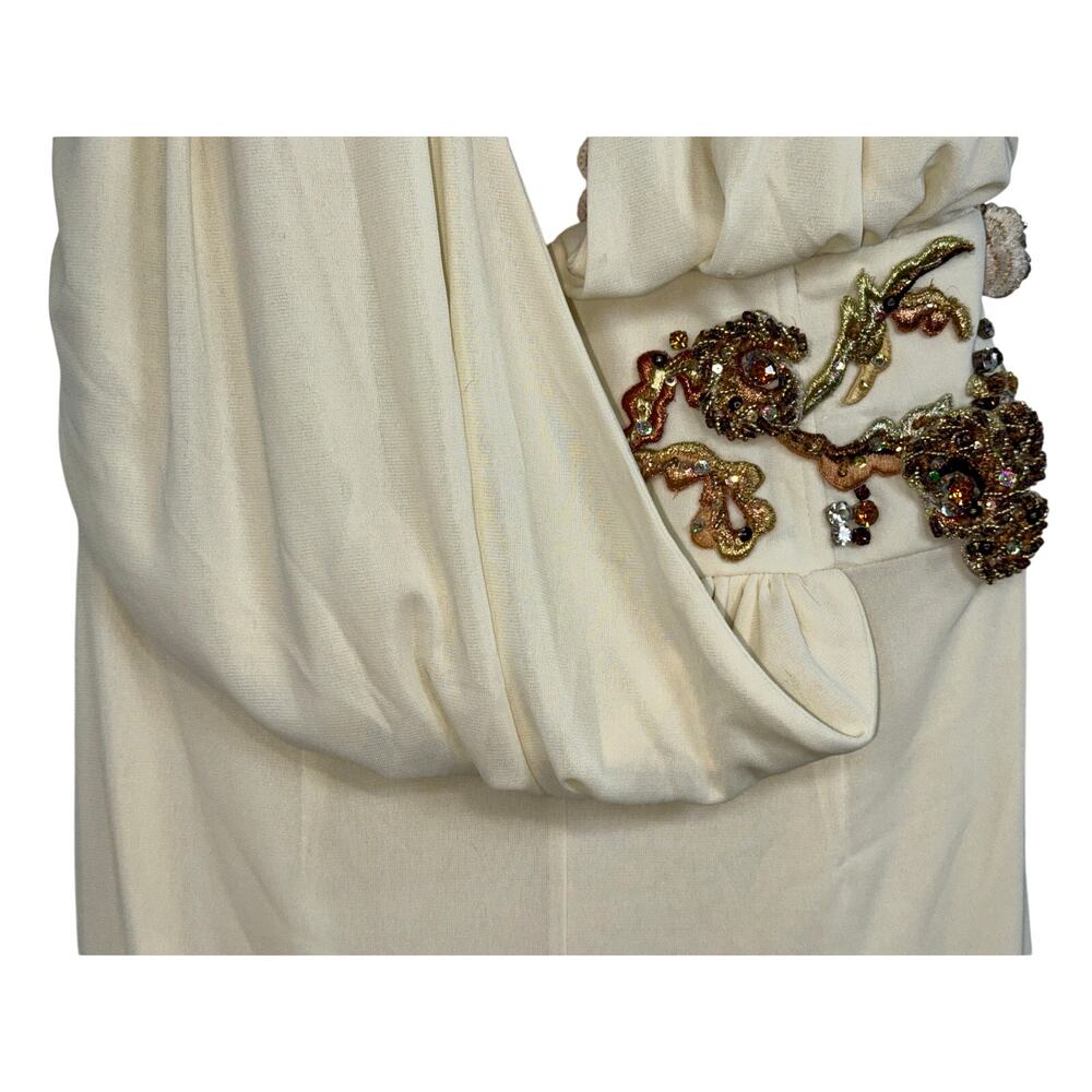 NEW Mandalay Cream Embellished Maxi Long Evening Gown Formal Dress Women Size 10 - Picture 4 of 16
